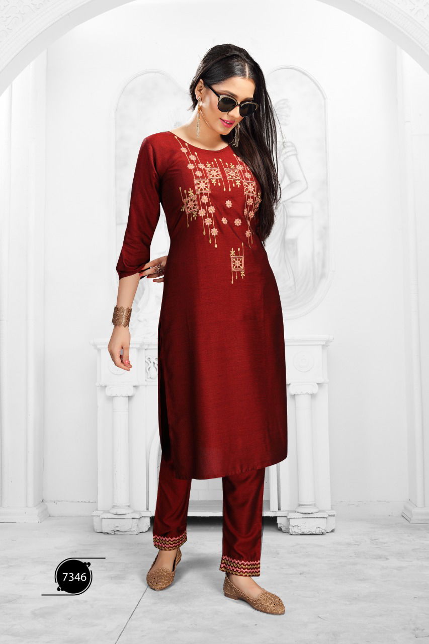 Fashion Talk Roohi Fancy Designer Style Casual Wear Rayon Kurtis With Bottom Collection 